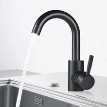 Матовый черный 304 SUS водопад, однорычажный кран для горячей и холодной воды, кран для раковины, смеситель для воды