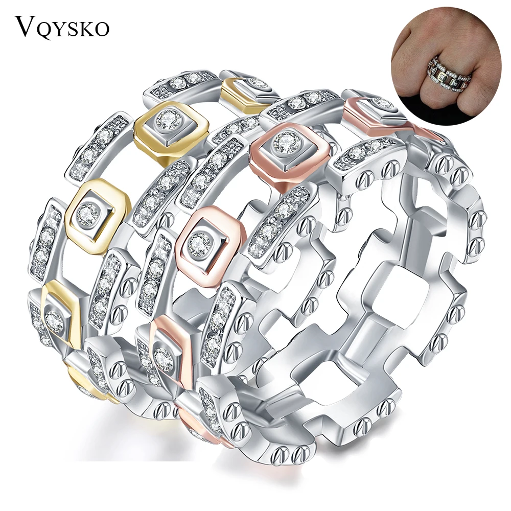 Crystal-Rings Women-Accessories Fashion Lovers Copper Party with Two-Color-Plated