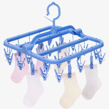 

Foldable Socks Hanger Clip and Drip Hanger Collapsible Portable Plastic Laundry Underwear Hanger with 26 Clothespins _W