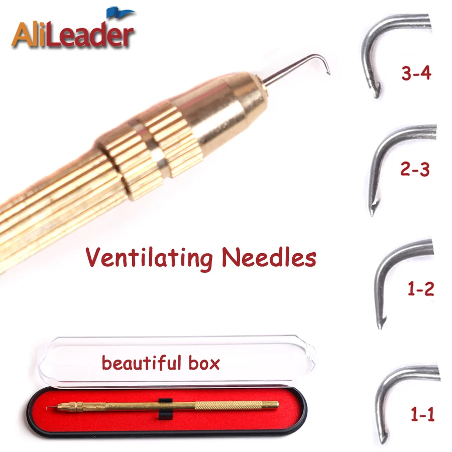 Alileader Ventilating Needle Wig Making 1Pcs Ventilating Lace Wigs Holder 3 Pcs Pins Black Rustproof Packaging hair extensions tool,lace wig needles