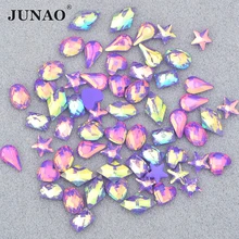 JUNAO, фиолетовые Стразы для ногтей в форме сердца, с плоской задней частью, полимерные камни, Кристальные наклейки для украшения ногтей, скрапбукинговые Стразы