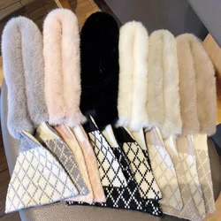 Fake Rabbit Fur Collar Cute Scarf Women Keep Warm Thickening Fur Colorful Cross Winter Scarf Autumn Winter Fake Fur