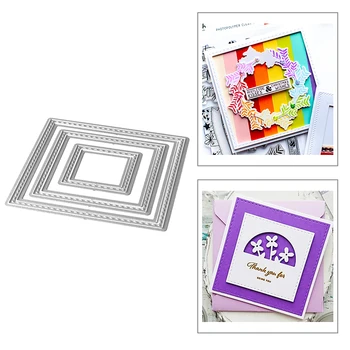 

2020 New Rectangle Pattern Stitched Nesting Frame Border Metal Cutting Dies For Scrapbooking Paper Card Making Craft No Stamps