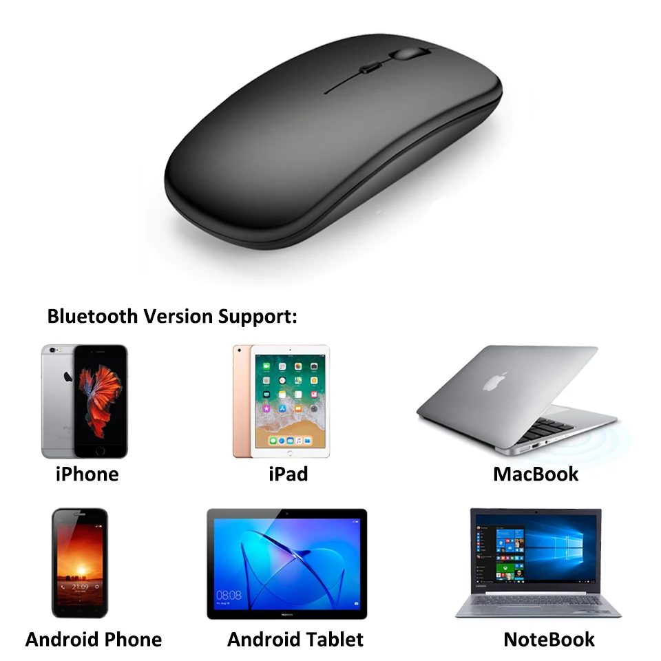 2 4G беспроводной + bluetooth мышь двойной режим Тихая беззвучная перезаряжаемая Мыши