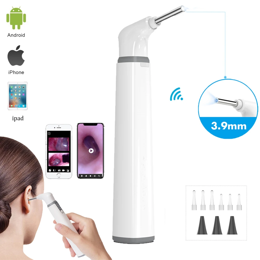 Wireless HD Ear Endoscope Camera 3.9mm Wifi Medical Otoscop 1080p