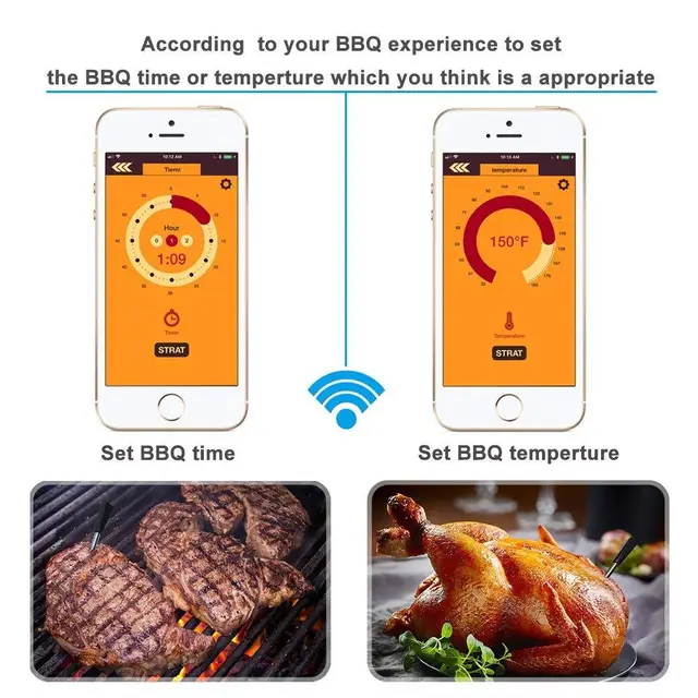 WaterProof BBQ Kitchen Oven Bluetooth Outdoor Barbecue APP Wireless Meat  cooking thermometer
