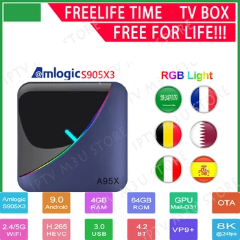 

A95x F3 RGB Light TV Box Android 9.0 Max 4GB 64GB Amlogic S905X3 Smart TV Box 4K H.265 Netflix Youtube Plex Media Server TV