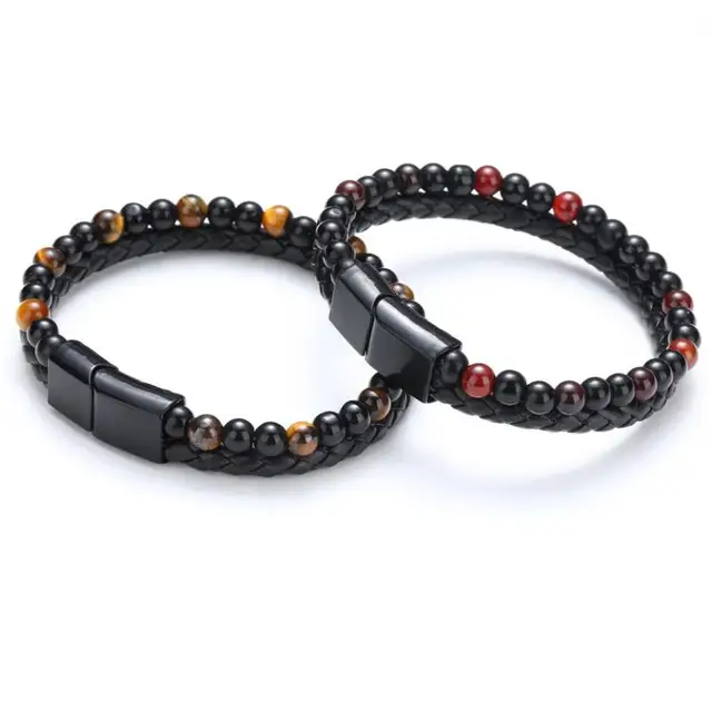 Ikenna Natural Stone Genuine Leather Bracelet - Image 5