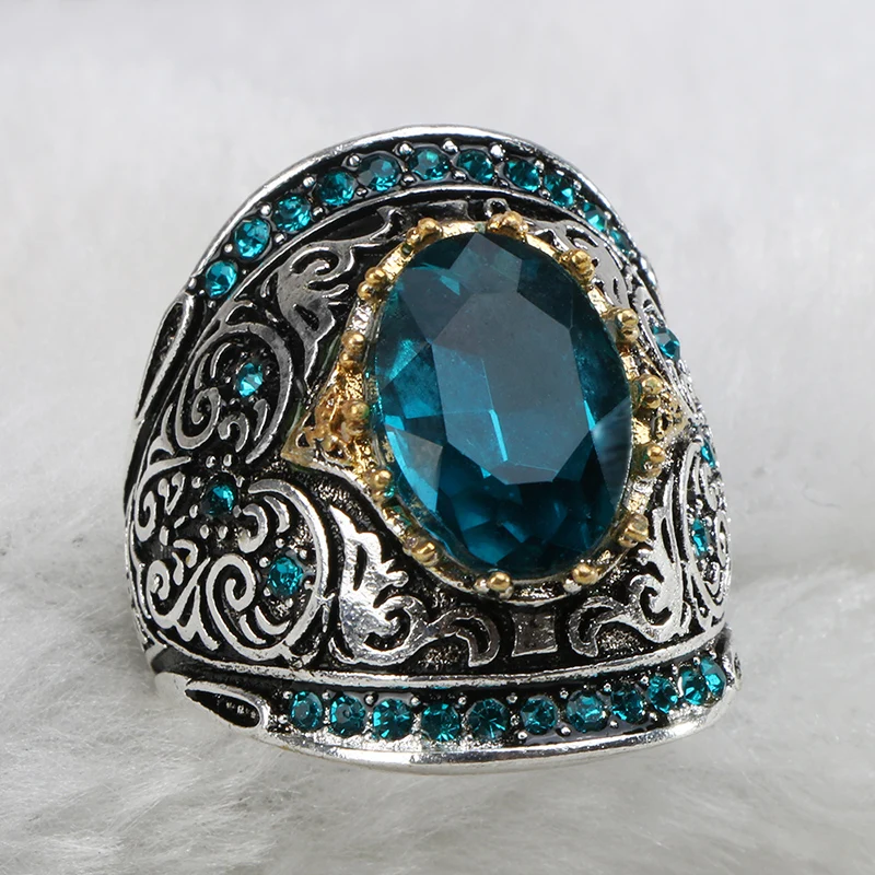 Silver Ring Cellacity 925 Jewelry for Party Aquamarine for Women Huge Oval Gemstones Hyperbole Design Size6-10 Female Gift