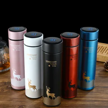 

500ml Smart Thermos Bottle Christmas Touch Temperature Display Stainless Steel Thermos Water Tea Separation Thermos Cup