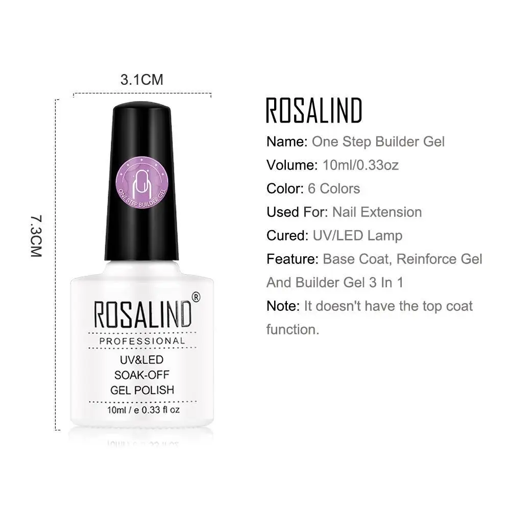 ROSALIND 10 мл УФ-гель для ногтей один шаг строительный гель поли один шаг для наращивания маникюра без основы для нейл-арта
