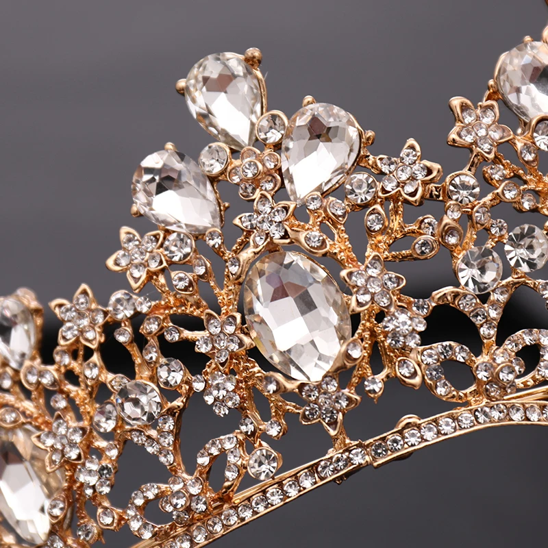 AiliBride серебро кристалл барокко Королева Корона Свадьба тиара, свадебное головное украшение для волос орнаменты ободки на голову Выпускной вечерние украшения для волос