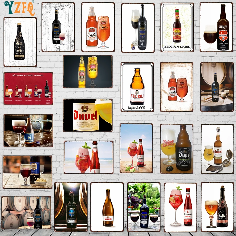 【YZFQ 】Belgium Beer Metal Vintage Decorative Signs Wall Bar Home Restaurant kitchen Man Cave Decor 30X20CM DU-9000A | Дом и сад