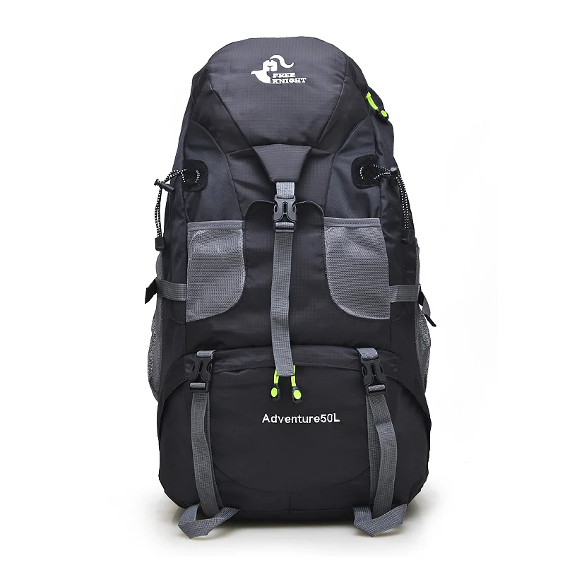 Бесплатный Рыцарь 50L Открытый путешествия водонепроницаемый рюкзак походная сумка для альпинизма, трекинга Кемпинг Альпинизм спортивные сумки - Цвет: Черный цвет