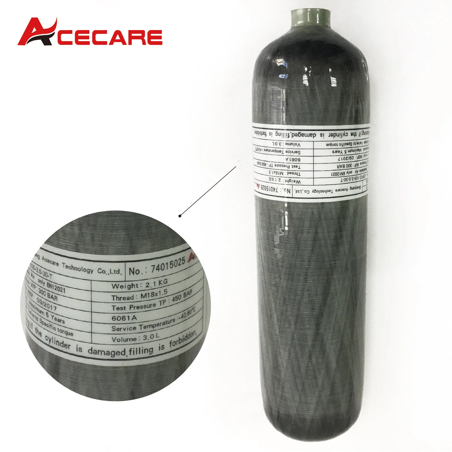 AC103 Acecare 3L CE 300BAR PCP цилиндр из углеродного волокна HPA Пейнтбол сжатый Танк Airforce Condor/пневматическая винтовка/Воздушный пистолет для охоты