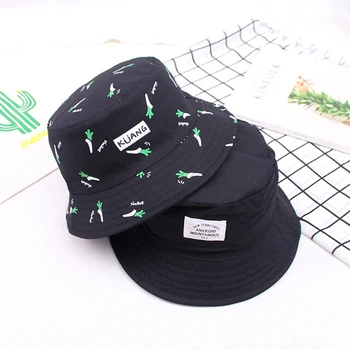 

Hat female spring and summer cartoon graffiti double-sided wearing fisherman hat awning hat casual wild bucket hat