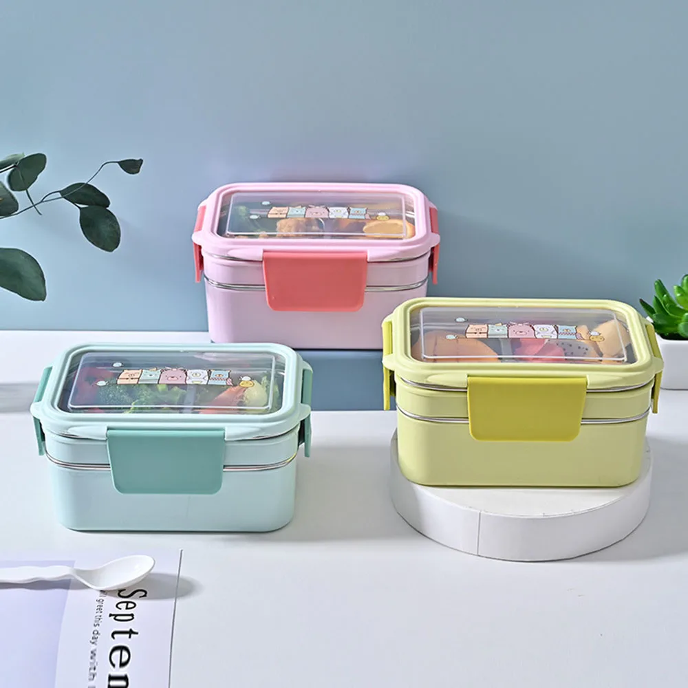 Stainless Steel Lunch Box Double-Layer Bento Student Office Worker Outdoor Travel Camping Portable Food Container | Дом и сад