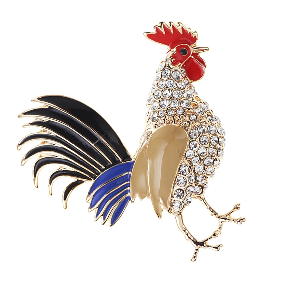 Lovely Crystal Cock Rooster Brooch Christmas Birthday Jewelry Collar Pin