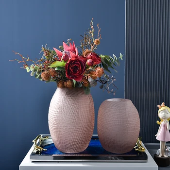 

Ins Cherry Blossom Powder Texture Vase Simulation Flower Dry Flower Arrangement Decorated Living Room Home Decoration Glass Vase