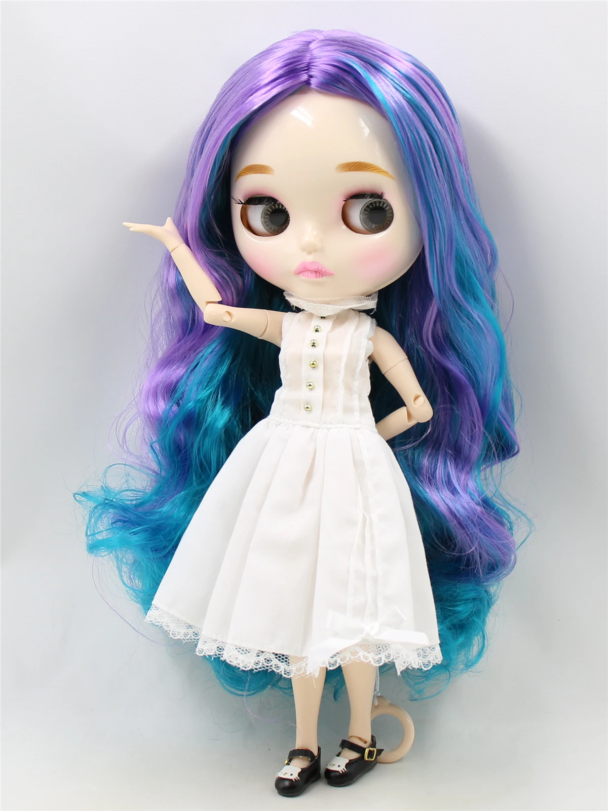 Neo Blythe Кукла с разноцветными волосами, белой кожей, блестящим пухлым лицом и Custom Шарнирное тело 2