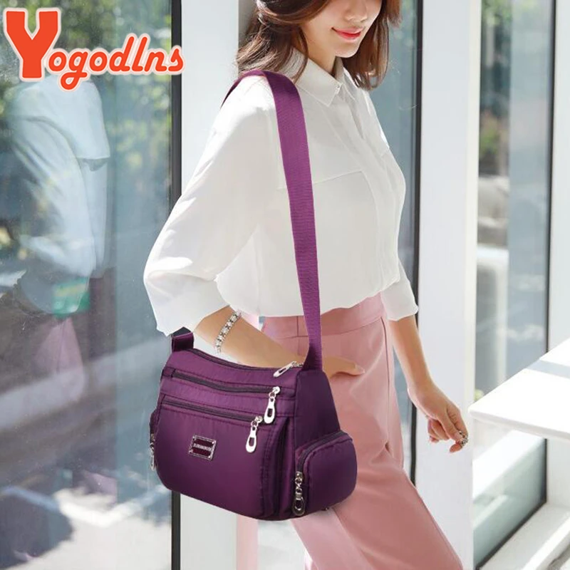 Yogodlns Women Nylon Shoulder Bag Waterproof Multi-pocket Zipper Bag Ladies Travel Messenger Bag For Designer Bolsa Feminina Sac