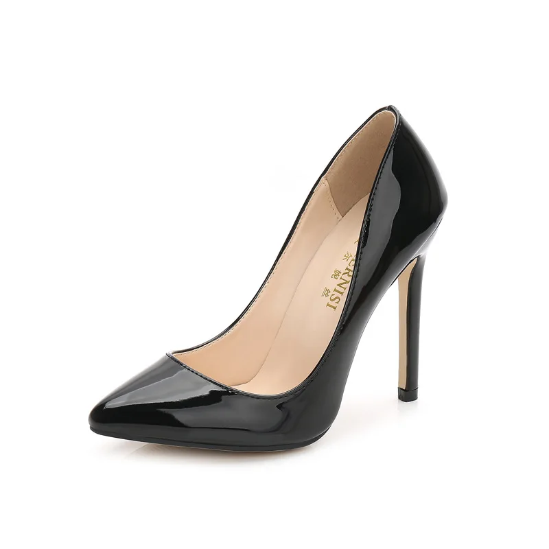 MCLUBGIRL/женские тонкие туфли на каблуке 11 см женские туфли на очень высоком каблуке с острым носком пикантные туфли-лодочки для ночного клуба WZ - Цвет: black