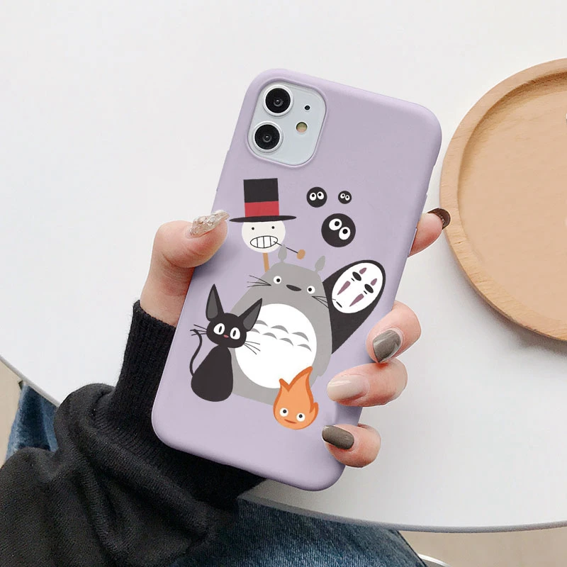 Anime Totoro Cute Miyazaki Phone Case For iPhone 13 12 11 Pro Max Mini XR XS MAX X 10 8 6 6S 7 Plus SE 2020 Silicone Cover Case 13 pro max cases iPhone 13 Pro Max