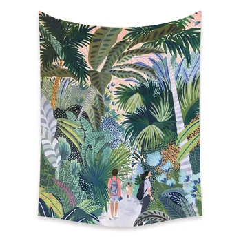

Abstract Tropical Plants Cartoon Wall Tapestry Wall Hanging Bohemian Palm Tree Psychedelic Tapiz Women Boho Decor Carpet Curtain