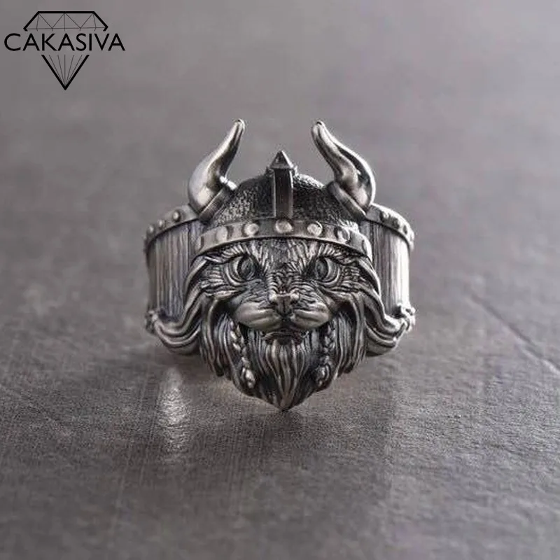 

Retro Horn Hand Polished Oxidation Sculpture Cat Pet Lovers Gift Ring Vintage Thai Silver Ring