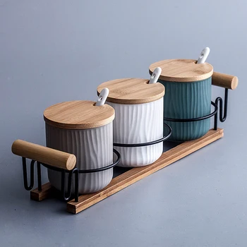 

Nieuwe Keramische Kruiden Pot Creatieve Opslag Fles Nordic Huishouden Kruiden Doos Zout Tank Keuken Benodigdheden Combinatie Set