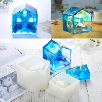

1 Set Silicone Mold DIY House Desk Decoration Roof Charms Epoxy Resin Crafts Gifts Bedroom Lamp Holder Night Exquisite Molds