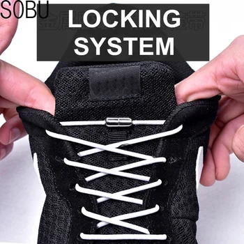 

1Pair No Tie Shoelaces Elastic Locking Round Shoelace Quick Lazy Laces Strings 22 Color Free shipping