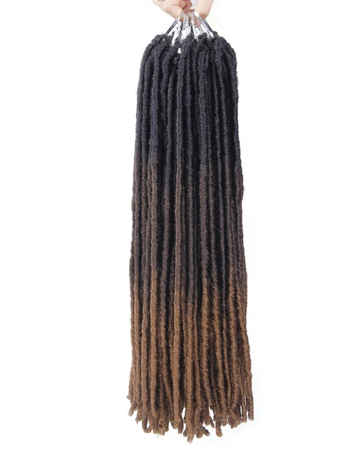 Ombre Synthetic Crochet Braids Hair Braiding Hair Extensions Goddess Straight Faux Locs 18Inches Soft Dreads Dreadlocks Hair T1B/30