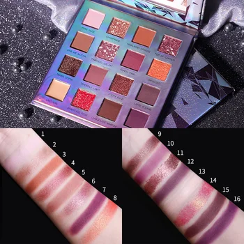 

Suikone glitter eyeshadow palette 16 color superfine flash pigment waterproof long lasting sun rise matte eyeshadow powder AC101