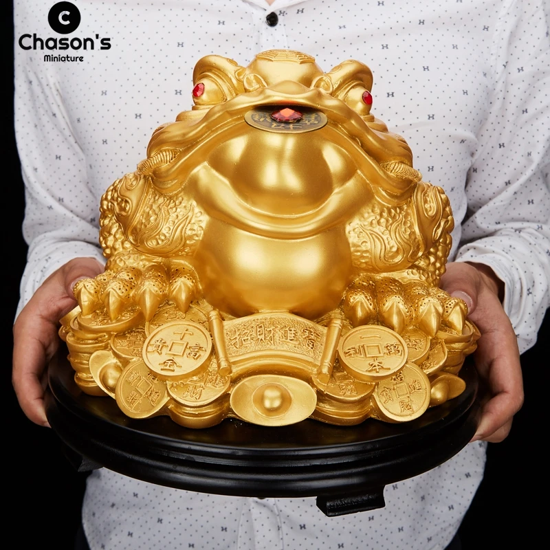Golden Lucky Money Citrine Toad Frog Dragon Feng Shui Figurine Scultura Statua Fortuna Ricchezza Decorazione Della Casa Ornamenti Per Auto