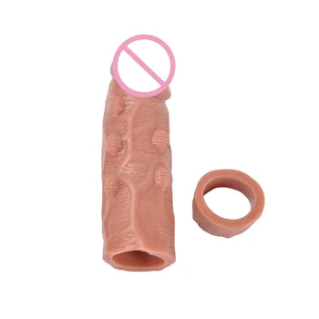 18Cm Realistic Penis Extender Sleeve Reusable Condom Massager Penis Enlargement Condom Delay Ejaculation Intimate Goods 3