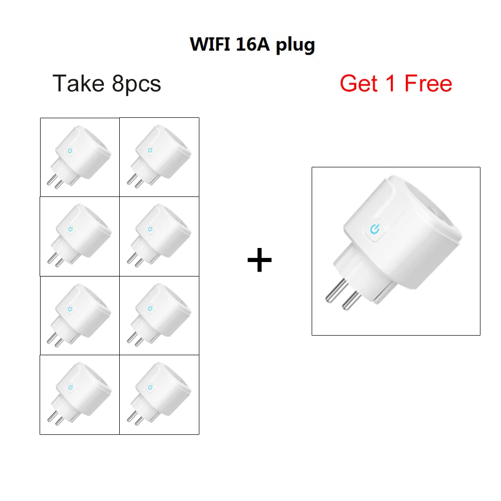 white 8pcs KMAX ЕС smart plug WiFi беспроводной удалить управление 16A розетка включение и выключение с приложением Alexa google home - Цвет: white 8pcs
