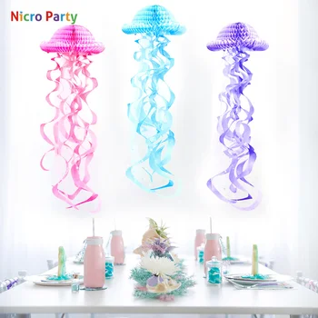 

Nicro Honeycomb Jellyfish Happy Birthday Party Decor Kids Under The Sea Mermaid Baby Shower Girl Boy Party Favor #Hon20