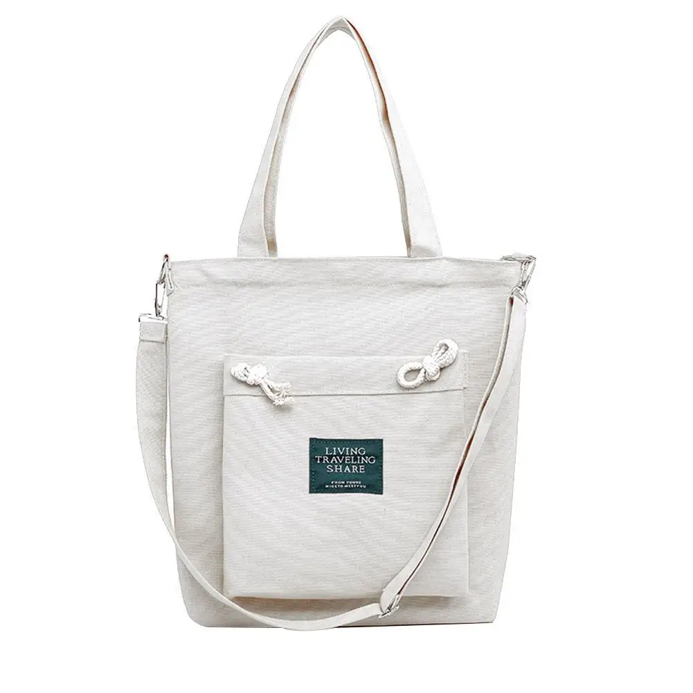 

2020 soild color Fashion Women English Letter Knots Large Capacity Canvas Crossbody Shoulder Bag