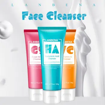 

80ml Hyaluronic Acid Cleansing Moisturizing Facial Cleanser VC Deep Cleansing Oil Control Shrink Pore Cleansing Foam TSLM2