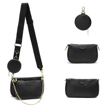 

3pcs Women Handbags Pocket Bag Set Flap Pochette Messenger Bags Good Quality Genuine Leather Solid Color Purse #1