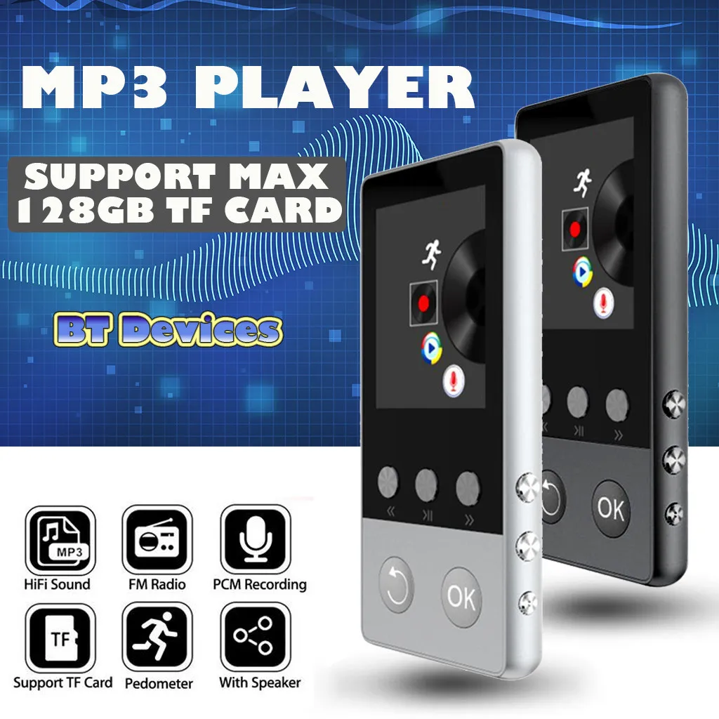 Портативный Blueteeth MP3 4 музыкальный плеер с FM Hi-Fi без потерь Поддержка до 128 ГБ# T2