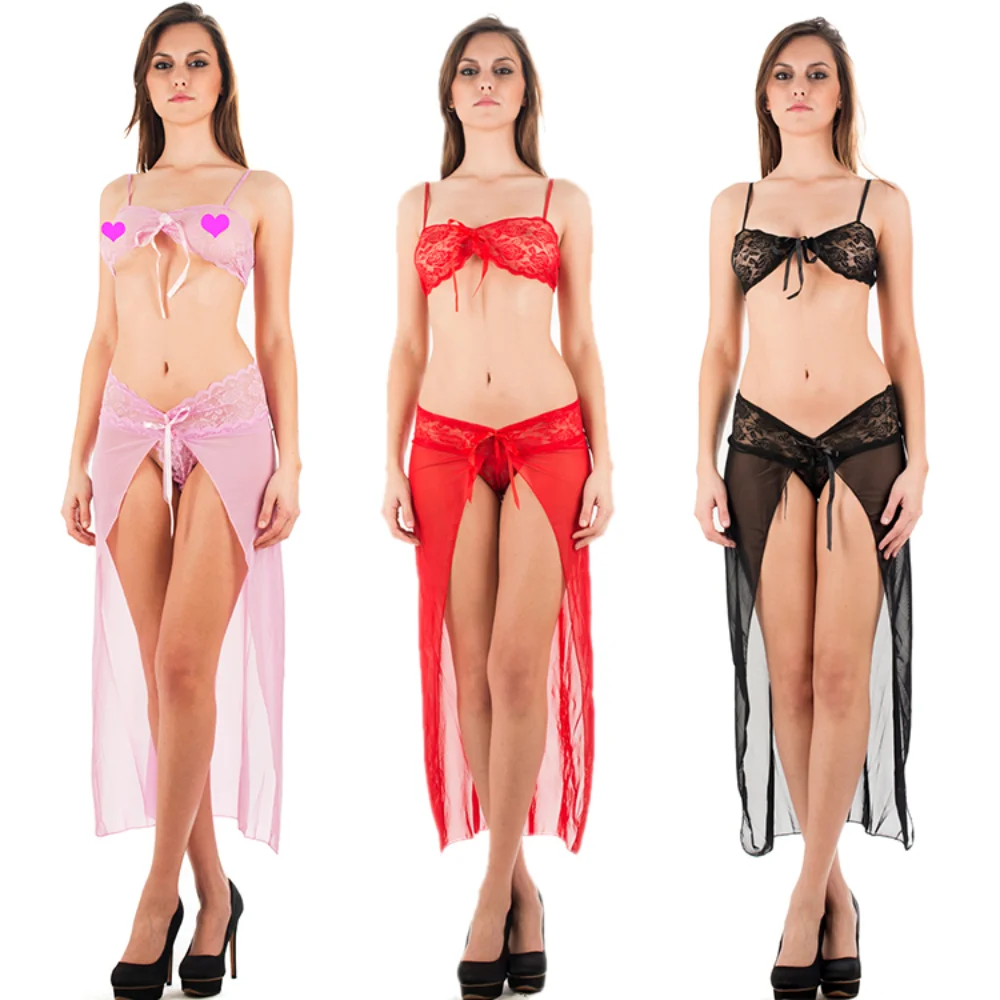 

Sexy Night Dress Lace Nightwear Sleepwear Nightgowns Lingerie Halter BacklessTemptation Underwear Nightdress