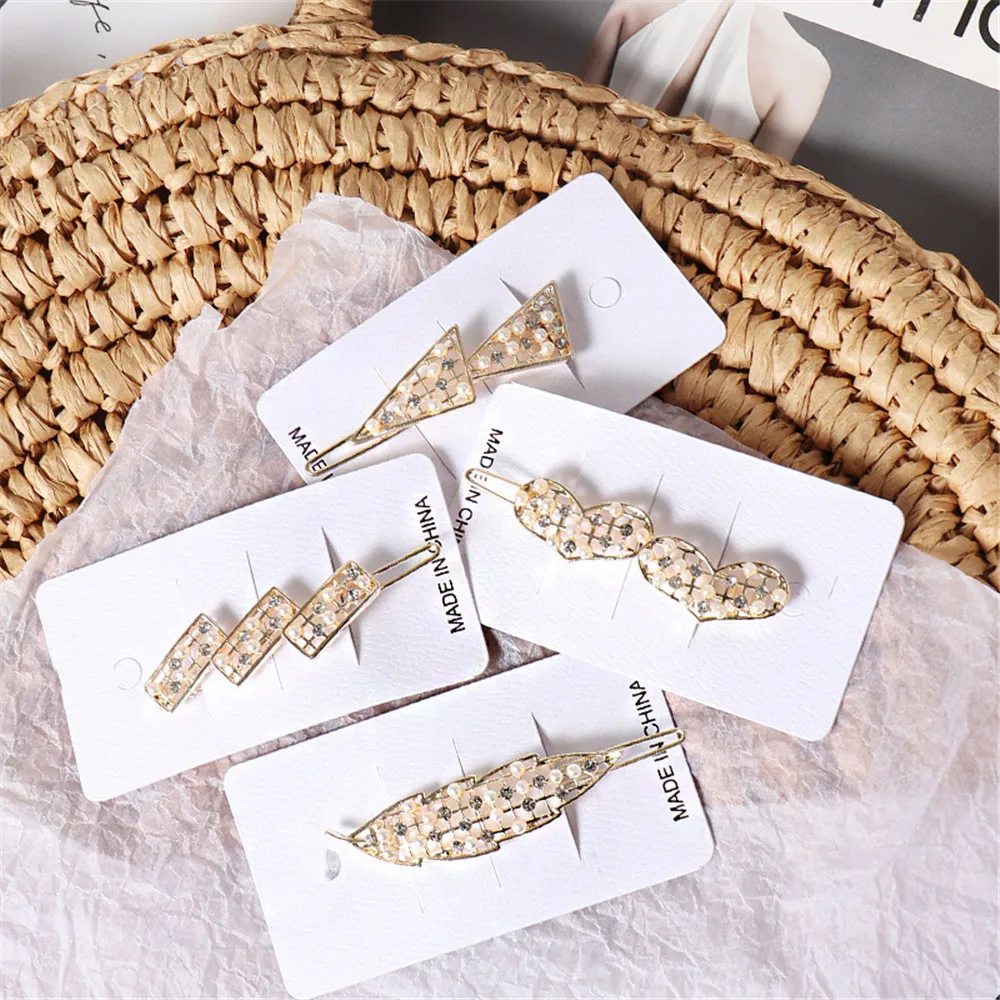 

New Arrive Korean Rhinestone Pearl Hairpin Exquisite Temperament Wild Hairpin Sweet Bangs Clip Side Tiara Female Hot Sale Free S