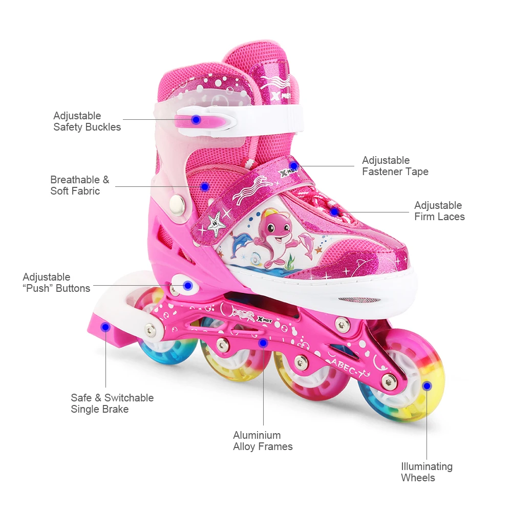 Inline Skates Jungen/Mädchen Einstellbare Rollschuhe Kinder Mit Leucht PU Räder 