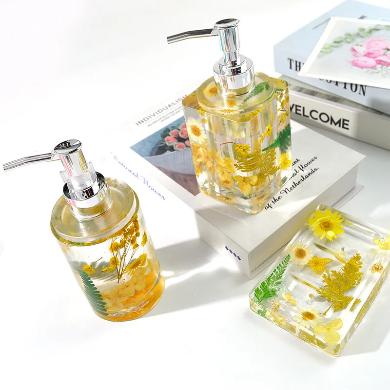 DIY Liquid Soap Bottles Silicone Mould Set Disinfectant Fluid Storage UV Epoxy Resin Mold Casting For Home Decoration Supplies