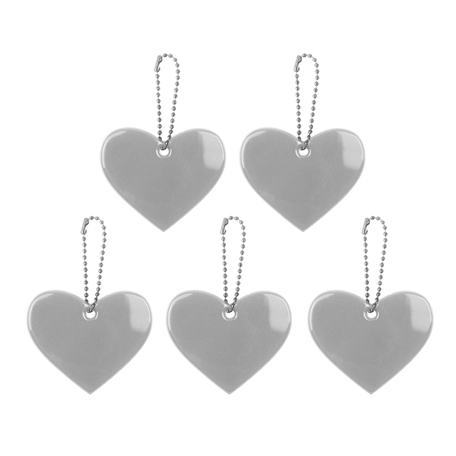 Cute Heart Shape Reflective Keychain Bag Pendant Accessories Doft PVC Reflector Keyrings For Visible Safety