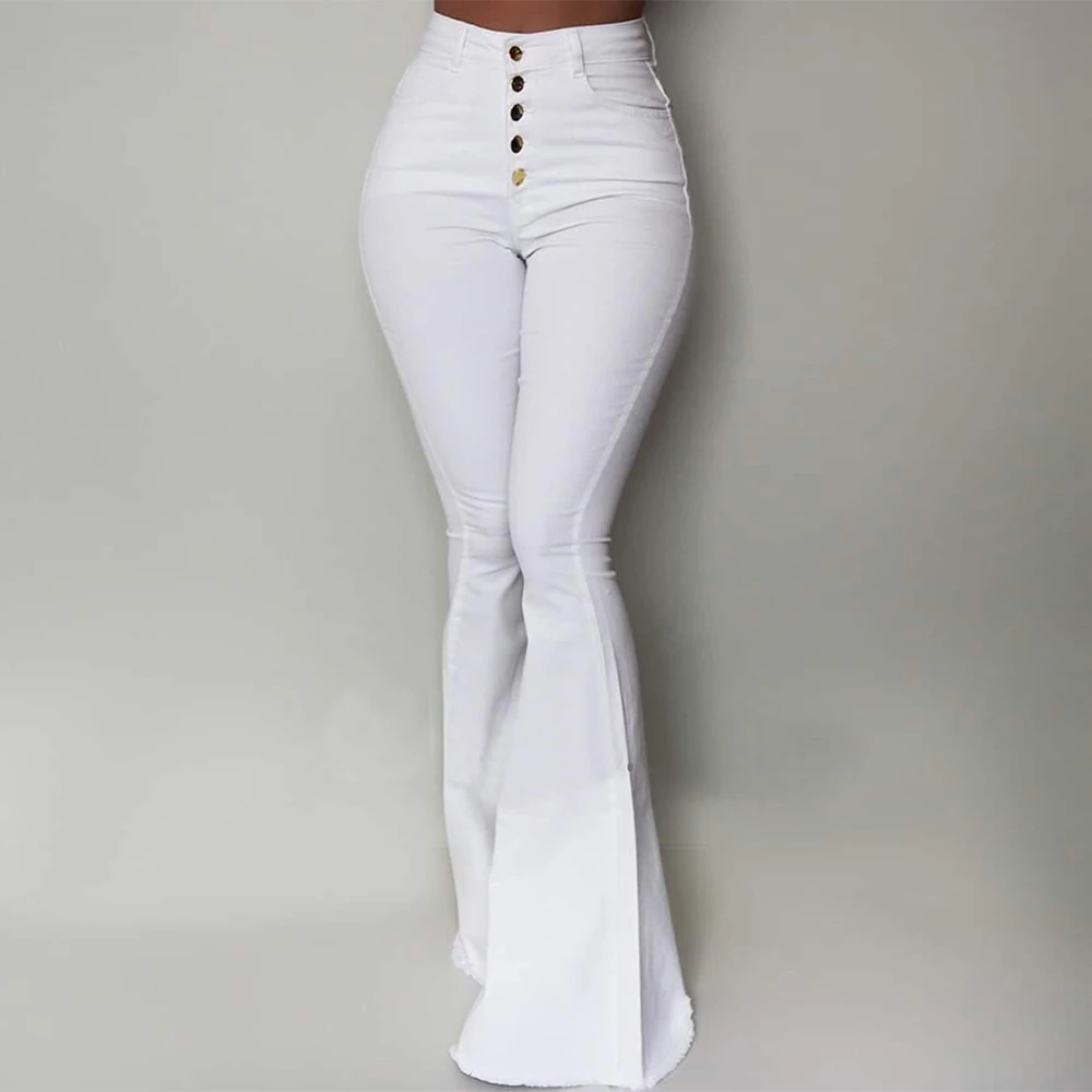 CALOFE, белые женские брюки с высокой талией и пуговицами, новинка, узкие брюки, Повседневная однотонная рабочая одежда, Pantalon Femme