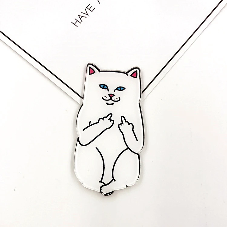 A 1 шт., модная акриловая брошь с изображением белого кота, мужской костюм, простая брошь, булавка, женские броши, заколка на шарф, украшение одежды - Цвет: A