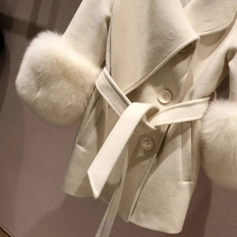 2020 Autumn Winter Ladies Real Wool Coat with